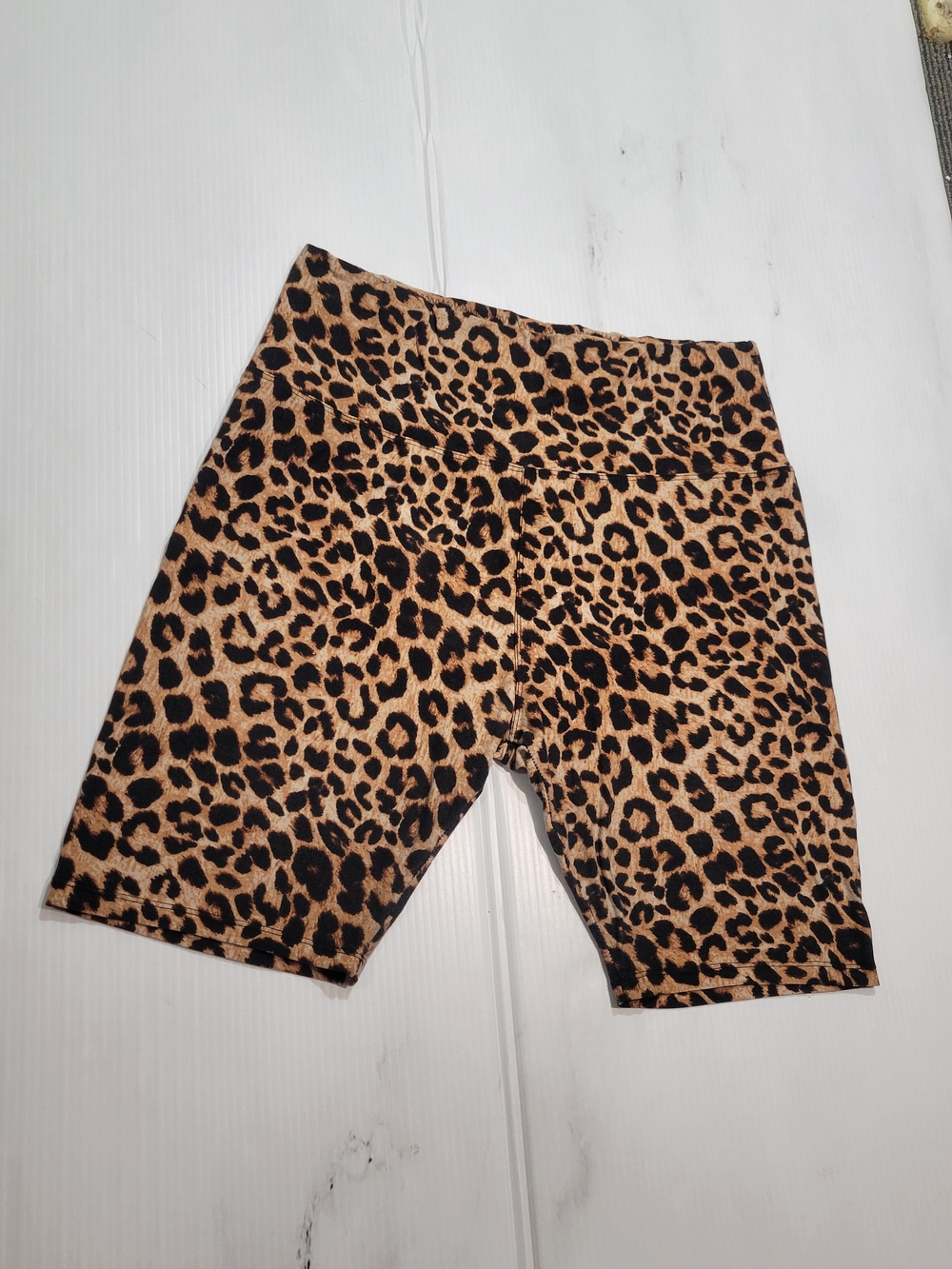 Leopard Print High Waisted Biker Shorts Womens Medium Large Animal Print Yoga